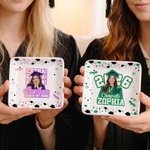 Personalised Graduation Cap Photo Square Ceramic Trinket Jewellery Dish with Name and Year Graduation Party Decoration Favors for Graduates