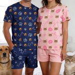 Personalised Multicolor Paw Print Lip 1-5 Face Photos Family Pyjama Set Daily Wear Father's Day Mother's Day Birthday Gift for Man Woman