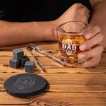 Personalised Retro Title Pattern Whiskey Glass 4 Stones Wooden Box Set Father's Day Birthday Anniversary Gift for Men