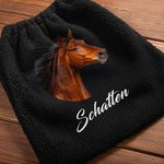 Personalisierte Steigbügelschoner mit eigenem Foto und Namen | Fleece | 2-teiliges Set | Sattelschutz | Reitsport Geburtstag Geschenk für Reiter