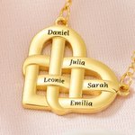 Personalised Intertwined Heart Pendant Necklace with 1-5 Engraved Names Mother's Day Birthday Anniversary Gift for Mom Grandma