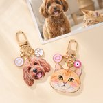 Personalized Paw Heart Bone Pet Photo Keychain with Initial Bag Charm Birthday Daily Decor Gift for Pet Owners Animal Lovers
