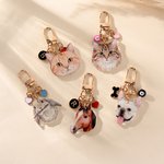 Personalized Paw Heart Bone Pet Photo Keychain with Initial Bag Charm Birthday Daily Decor Gift for Pet Owners Animal Lovers