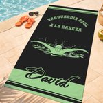 Toalla de playa personalizada extragrande de secado rápido silueta nadador multicolor nombre texto regalo de cumpleaños para amantes de la natación