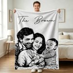 Photo de Famille Personnalisée Couverture Douce avec Texte Décoration Maison Fête des Pères Cadeau d'Anniversaire pour Papa Famille