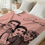Photo de Famille Personnalisée Couverture Douce avec Texte Décoration Maison Fête des Pères Cadeau d'Anniversaire pour Papa Famille
