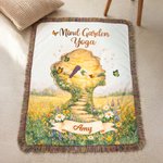 Personalized Mind Garden Yoga Girl Silhouette Soft Tassel Blanket with Name Home Daily Use Birthday Wellness Gift for Yoga Lovers