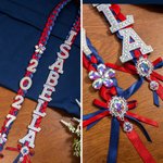 Personalized Bling Flower Rhinestone Pearl Letter Two-Colored Ribbon Braided Lei with Name Graduation Party Decor Gift for Class of 2026 Graduates