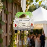 Ornement personnalisé en acrylique pour voiture de mariage multicolore avec texte Newly Married Christmas Wedding Anniversary Gift for Newlyweds