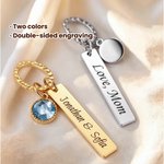Personalised Blue Crystal Bridal Bouquet Charm with Engraved Text and Card Something Blue Wedding Gift for Bride