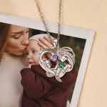 Personalized Dainty Mother and Child Birthstone Necklace with Engraved Mom and Kid Name Birthday Mother's Day Gift for Mom Grandma Woman