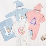 Conjunto de pelele personalizado 100% algodón con lindo animal estrella y nombre con gorro manta y caja regalo de baby shower para recién nacido