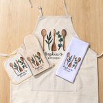 Tablier et gants de pâtisserie aquarelle personnalisés avec nom Cadeau de pendaison de crémaillère pour les mamans boulangères