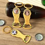 Personalised World Cup Trophy Photo Design Bottle Opener Keychain with Name and Number Sports Memorabilia Birthday Father's Day Gift for Soccer Fans