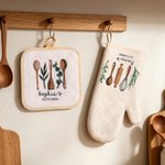 Tablier et gants de pâtisserie aquarelle personnalisés avec nom Cadeau de pendaison de crémaillère pour les mamans boulangères