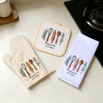 Tablier et gants de pâtisserie aquarelle personnalisés avec nom Cadeau de pendaison de crémaillère pour les mamans boulangères