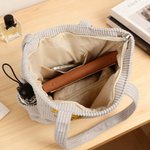 Personalized Butterfly Birth Flower Corduroy Large Capacity Tote Bag with Name and Side Pockets Daily Use Birthday Gift for Women