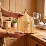 Personalised Engraved Everything Tastes Better Wooden Charcuterie Chopping Board with Handle and Year Home Decor Birthday Father's Day Gift for Dad
