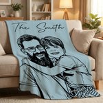 Photo de Famille Personnalisée Couverture Douce avec Texte Décoration Maison Fête des Pères Cadeau d'Anniversaire pour Papa Famille