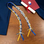 Personalized Bling Flower Rhinestone Pearl Letter Two-Colored Ribbon Braided Lei with Name Graduation Party Decor Gift for Class of 2026 Graduates