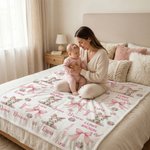 Personalised Floral Bunny Pink Bow Soft Throw Blanket with Name Bedroom Decor Baby Shower Birthday Gift for Baby Girl