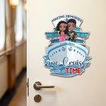 Personalized Cartoon Couple Character Cruise Ship Fridge Magnet with Name Home Decor Birthday Summer Travel Gift for Couple