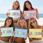 Bolsa de playa y piscina personalizada con nombre artístico impermeable libre de arena regalo vacaciones de verano para mujer
