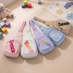 Personalized Multicolor Name Corduroy Mini Sling Purse Daily Play Outdoor Activities Birthday Gift for Toddlers Kids