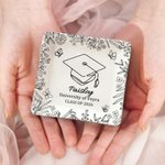 Personalized Line Hand-Drawing Floral Graduate Cap Ceramic Trinket Jewelry Tray with Name Year and School Name Graduation Gift for Graduates