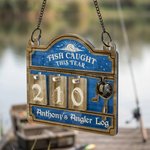 Pesce personalizzato catturato quest'anno appeso con nome Regalo di compleanno per la festa del papà per il nonno pescatore appassionato di pesca