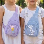 Personalized Multicolor Name Corduroy Mini Sling Purse Daily Play Outdoor Activities Birthday Gift for Toddlers Kids