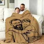 Photo de Famille Personnalisée Couverture Douce avec Texte Décoration Maison Fête des Pères Cadeau d'Anniversaire pour Papa Famille