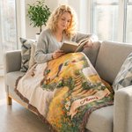 Personalized Mind Garden Yoga Girl Silhouette Soft Tassel Blanket with Name Home Daily Use Birthday Wellness Gift for Yoga Lovers