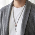 Personalized Photo Cross Beaded Necklace with Angel Wings Cross Pendant Memorial Prayer Religious Gift for Family Christian