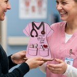 Ornement personnalisé en uniforme d'infirmière avec titre et nom Décoration en bois Semaine des infirmières Cadeau pour infirmière