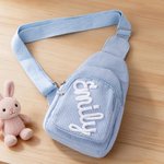 Personalized Multicolor Name Corduroy Mini Sling Purse Daily Play Outdoor Activities Birthday Gift for Toddlers Kids