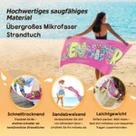 Personalisiertes Strandtuch mit Retro-Boho-Namen | schnelltrocknend | Badetuch | Reisezubehör | Party Geburtstag Sommer Urlaub Geschenk für Frauen