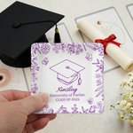 Personalized Line Hand-Drawing Floral Graduate Cap Ceramic Trinket Jewelry Tray with Name Year and School Name Graduation Gift for Graduates