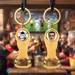 Personalised World Cup Trophy Photo Design Bottle Opener Keychain with Name and Number Sports Memorabilia Birthday Father's Day Gift for Soccer Fans
