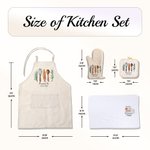 Tablier et gants de pâtisserie aquarelle personnalisés avec nom Cadeau de pendaison de crémaillère pour les mamans boulangères