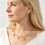 Personalized Birthstone Initial Necklace with 5 Selectable Charms Dainty Jewelry Birthday Anniversary Gift for Family Friend