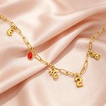 Personalized Birthstone Initial Necklace with 5 Selectable Charms Dainty Jewelry Birthday Anniversary Gift for Family Friend