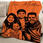 Photo de Famille Personnalisée Couverture Douce avec Texte Décoration Maison Fête des Pères Cadeau d'Anniversaire pour Papa Famille