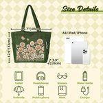 Personalised Butterfly Birth Flower Corduroy Large Capacity Tote Bag with Name and Side Pockets Daily Use Birthday Gift for Women