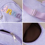 Personalized Multicolor Name Corduroy Mini Sling Purse Daily Play Outdoor Activities Birthday Gift for Toddlers Kids