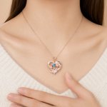 Personalized Dainty Mother and Child Birthstone Necklace with Engraved Mom and Kid Name Birthday Mother's Day Gift for Mom Grandma Woman