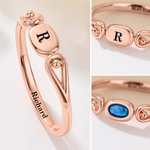 Bague personnalisée en argent sterling avec nom et initiale Opale rotative Cadeau d'anniversaire à porter tous les jours pour une petite amie ou une épouse