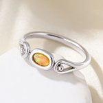 Bague personnalisée en argent sterling avec nom et initiale Opale rotative Cadeau d'anniversaire à porter tous les jours pour une petite amie ou une épouse
