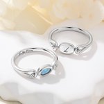 Bague personnalisée en argent sterling avec nom et initiale Opale rotative Cadeau d'anniversaire à porter tous les jours pour une petite amie ou une épouse