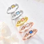 Bague personnalisée en argent sterling avec nom et initiale Opale rotative Cadeau d'anniversaire à porter tous les jours pour une petite amie ou une épouse